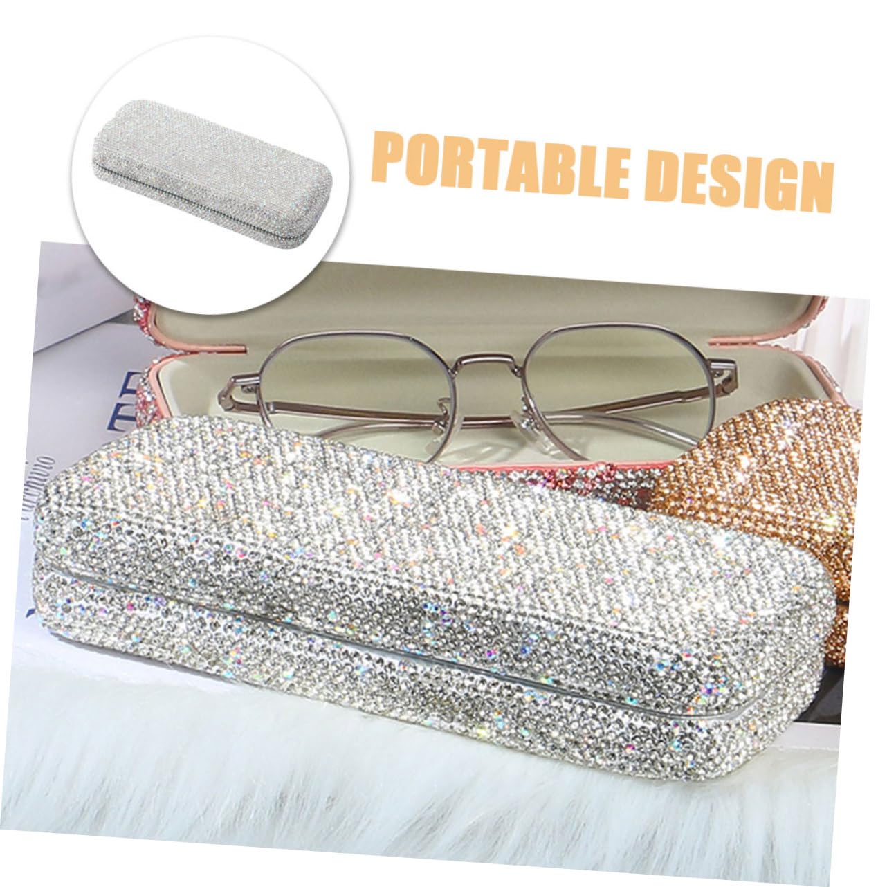 5stücke Rhinestone Brillenetui Für Auto Tragbarer Eyewear Organizer Hartschaliges Design Mit Weicher Innenauskleidung Stilvolles Accessoire Für Sonnenbrillen Und Brillen