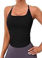 BMJL Women's Workout Tank Tops with Built-in Bra - Ruched Racerback Gym Yoga Shirts, Buttery Soft & Supportive