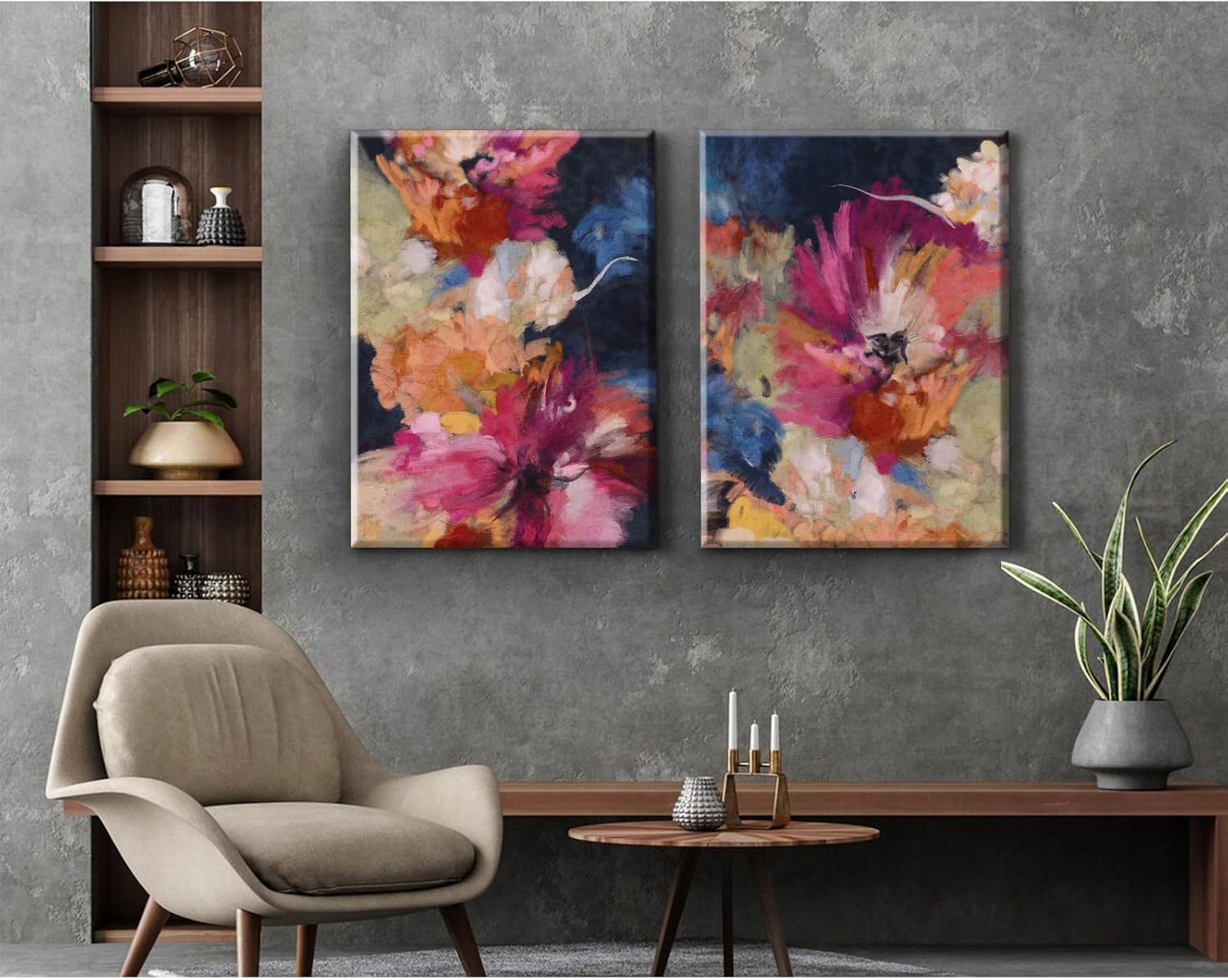 Colorful Abstract Wall Art Decor Modern Flower Canvas Wall Art Abstract Flower Pictures Painting Modern Colorful Artwork Posters Abstract Prints for Living Room Bedroom 16x24 Ready to Hang Set of 2 - Image 4