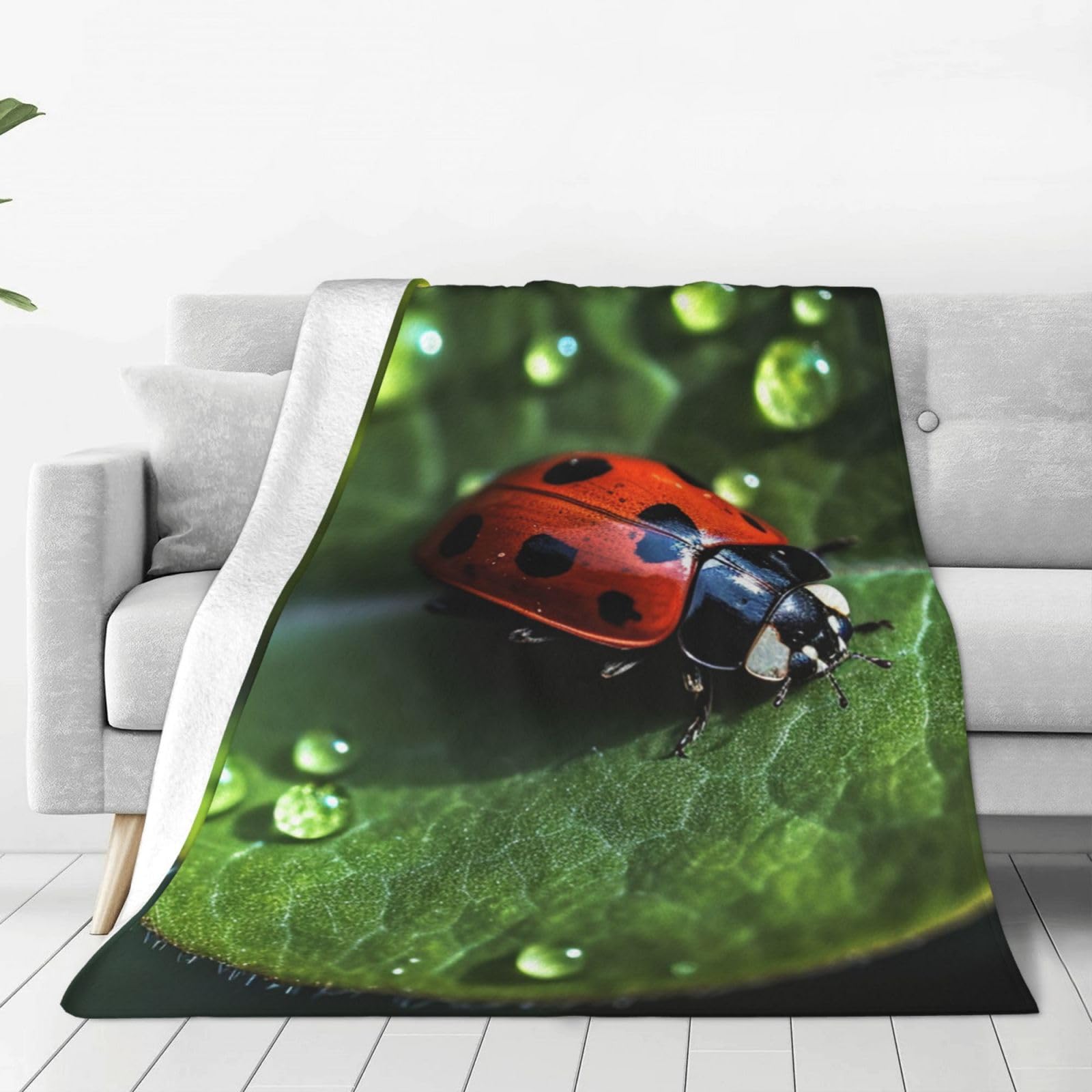 Couverture pour canapé anti-froid flanelle microfibre douce Little Ladybug