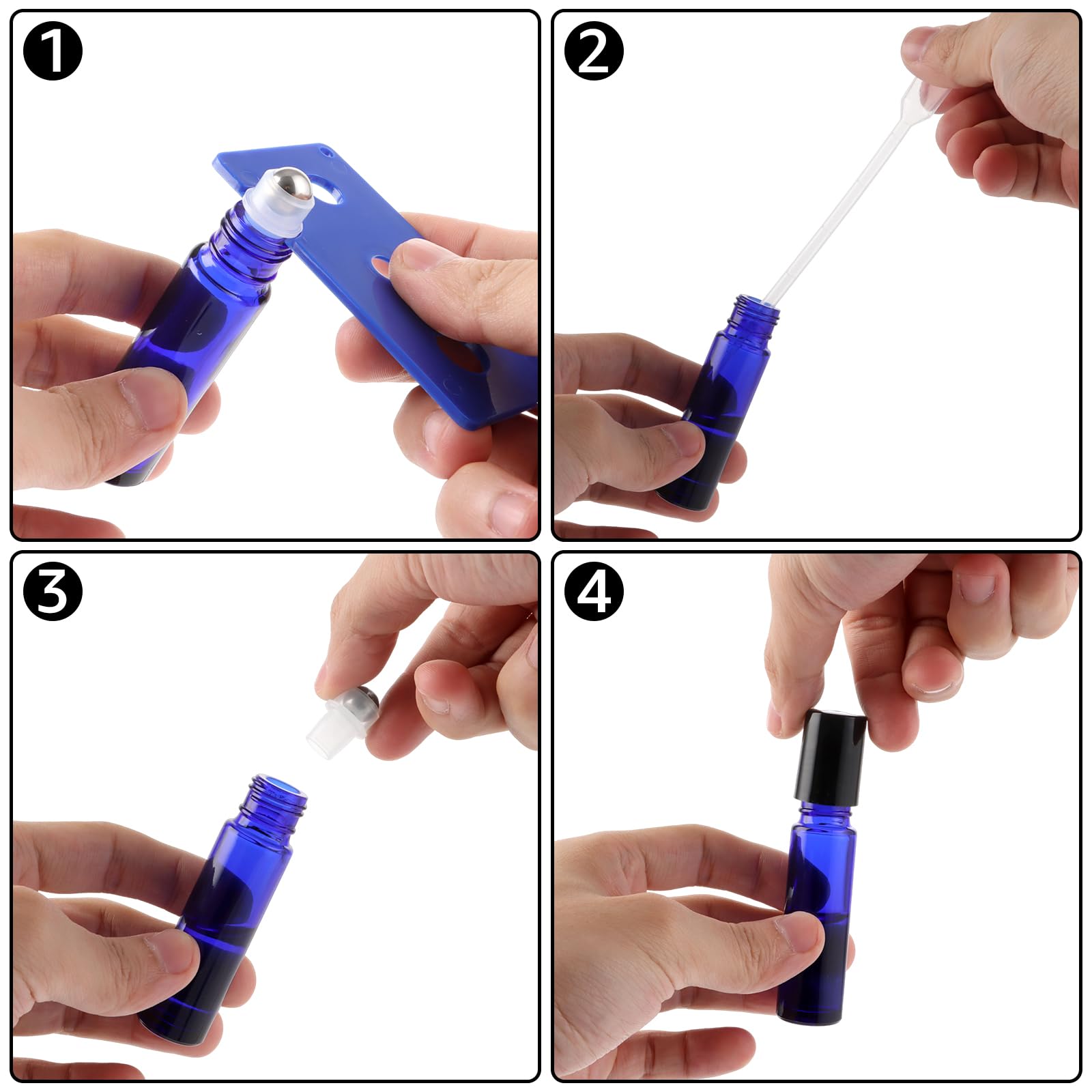 STARVAST 24 bottiglie di vetro Roll-On da 10 ml, con rullo in acciaio inox, ricaricabili per oli essenziali, lozioni e profumi