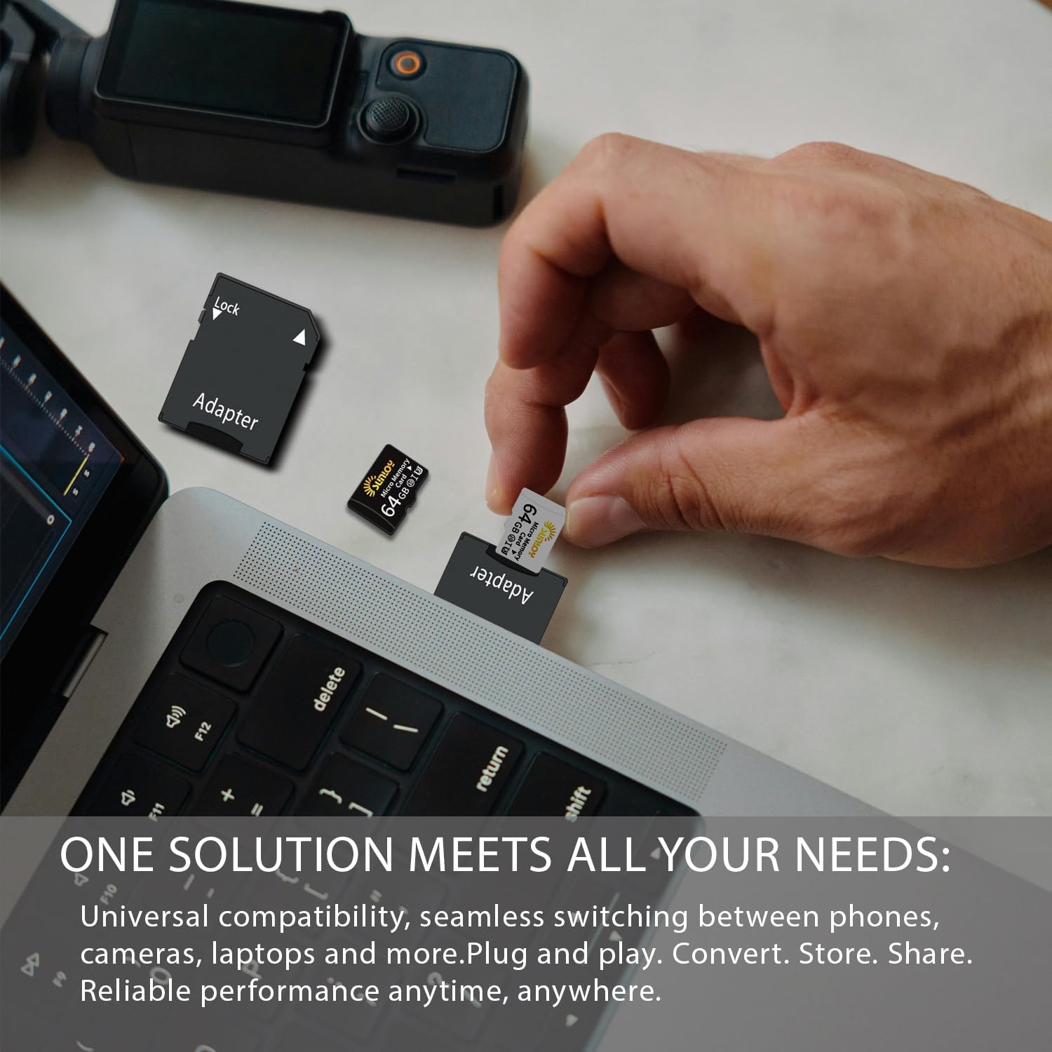 128GB Micro SD Card with PS Vita Memory Card Adapter & 64GB Micro SD Cards with SD Adapters, Up to 140MB/s, C10, U3, V30, A1, SD2Vita Adapter for PSV 1000/2000 PSTV, microSD for Camera, Drone