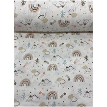 Yar m Metre%100 Pamuklu Poplin Kuma  Kahverengi G kku a  Desenli 50x240 cm