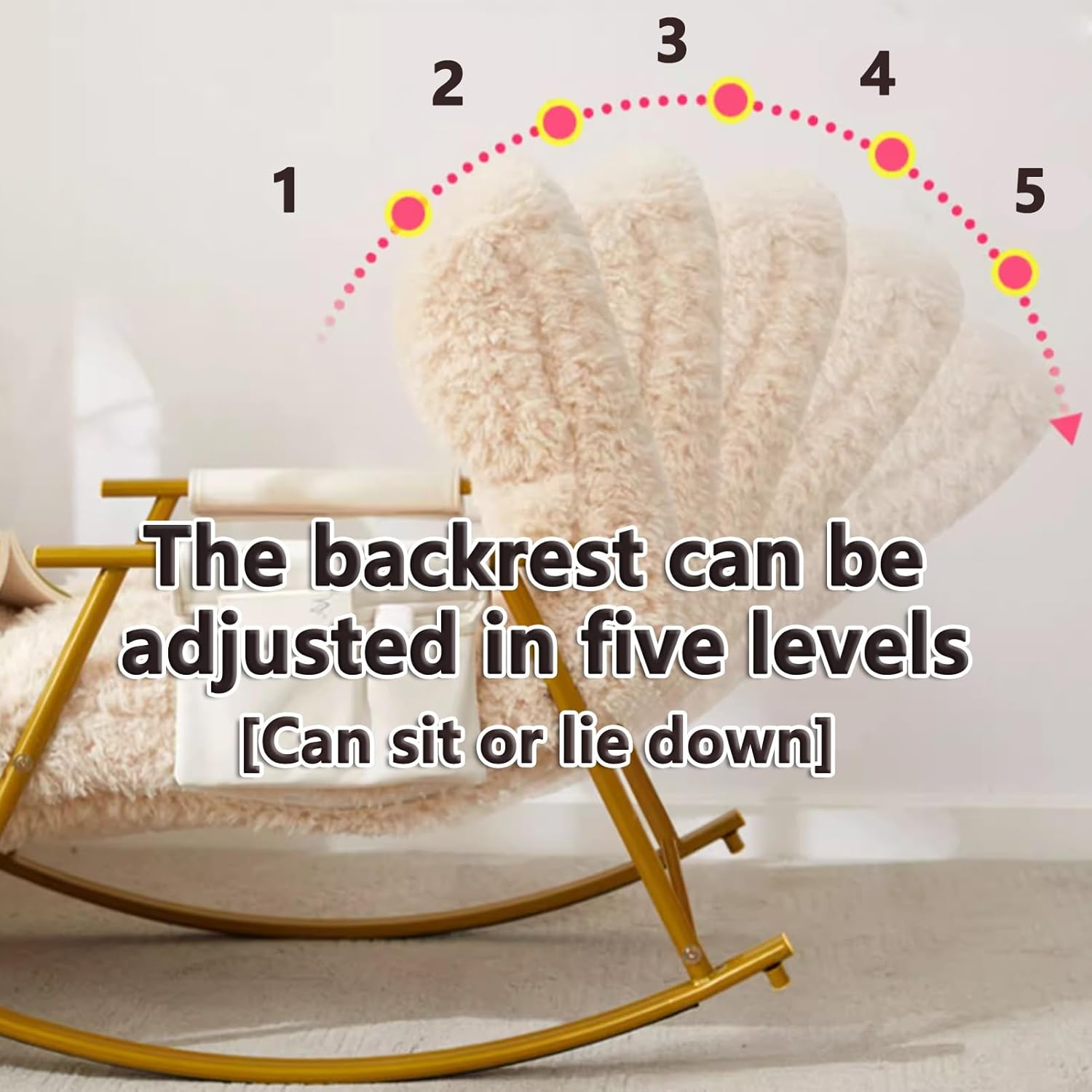 Adjustable Rocking Chair,Patio Rocking Chair, Nursery Nursing Rocking Chair,Metal Rocking Chairs with High Back,Indoor & Outdoor Rocking Chair, with Adjustable Footrest