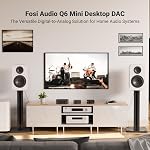 Fosi Audio Q6 Mini Desktop DAC, USB C Digital to Analog Audio Converter for Home Stereo Amplifier and Headphone Amp, Optical/Coaxial Input, RCA Output/Sub-Out, High-Resolution 32bit/768kHz DSD512