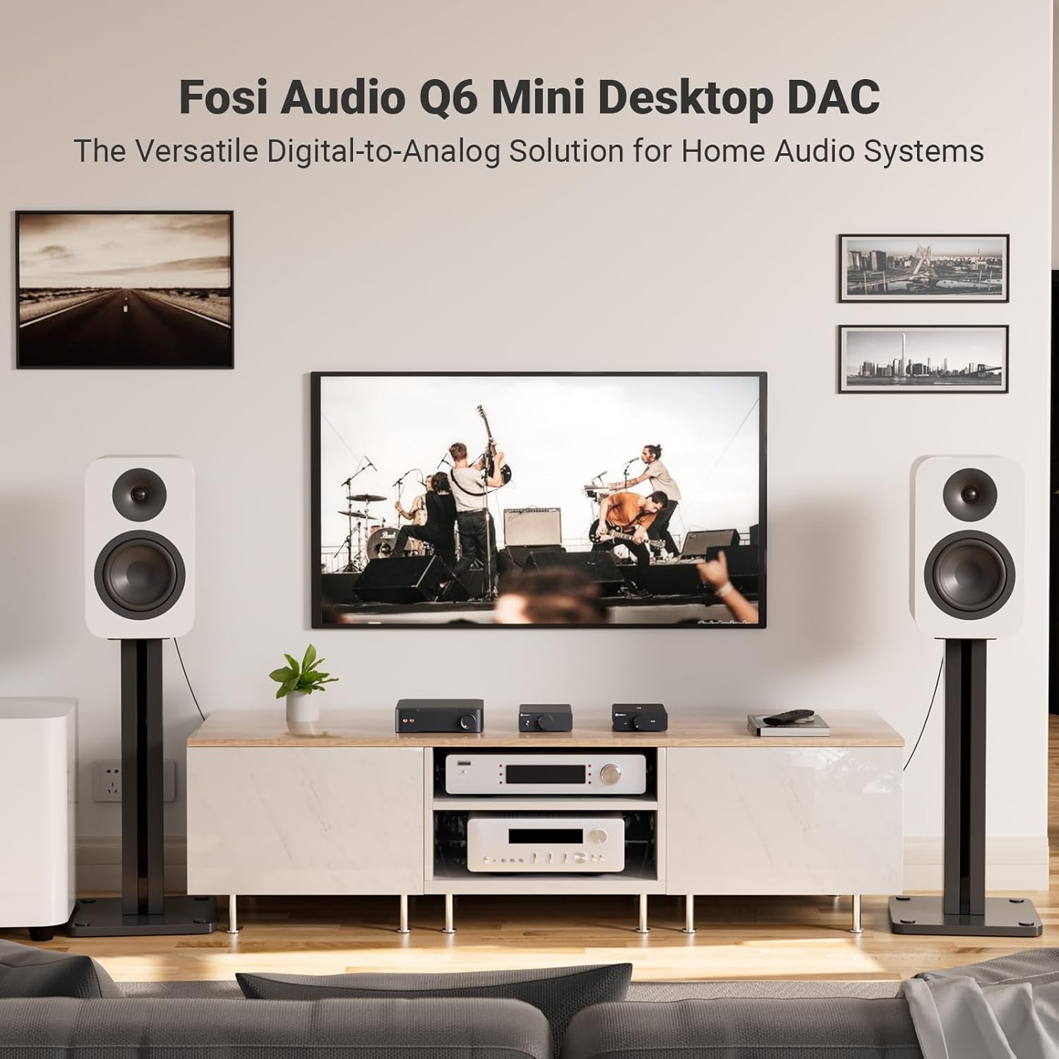 Fosi Audio Q6 Mini Desktop DAC, USB C Digital to Analog Audio Converter for Home Stereo Amplifier and Headphone Amp, Optical/Coaxial Input, RCA Output/Sub-Out, High-Resolution 32bit/768kHz DSD512 - Image 2