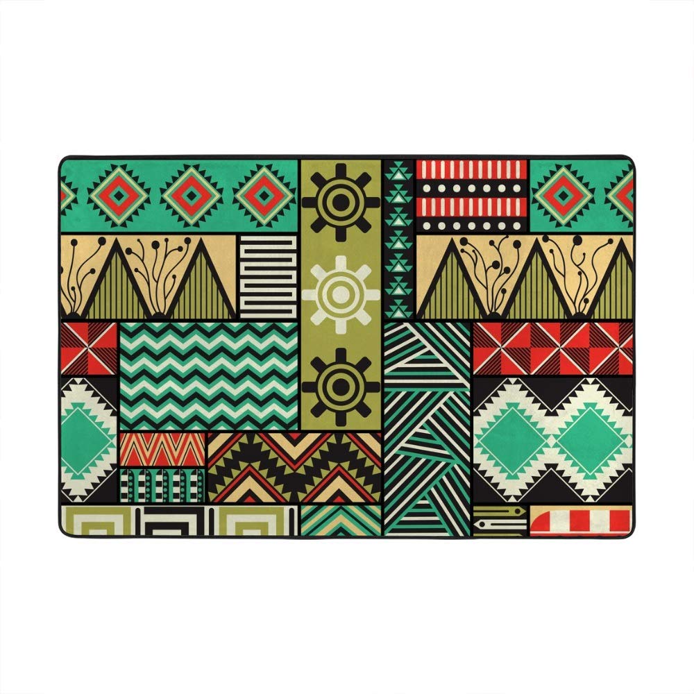Tapis de salon boho 160x122 cm géométrique coloré Ruchen style ethnique