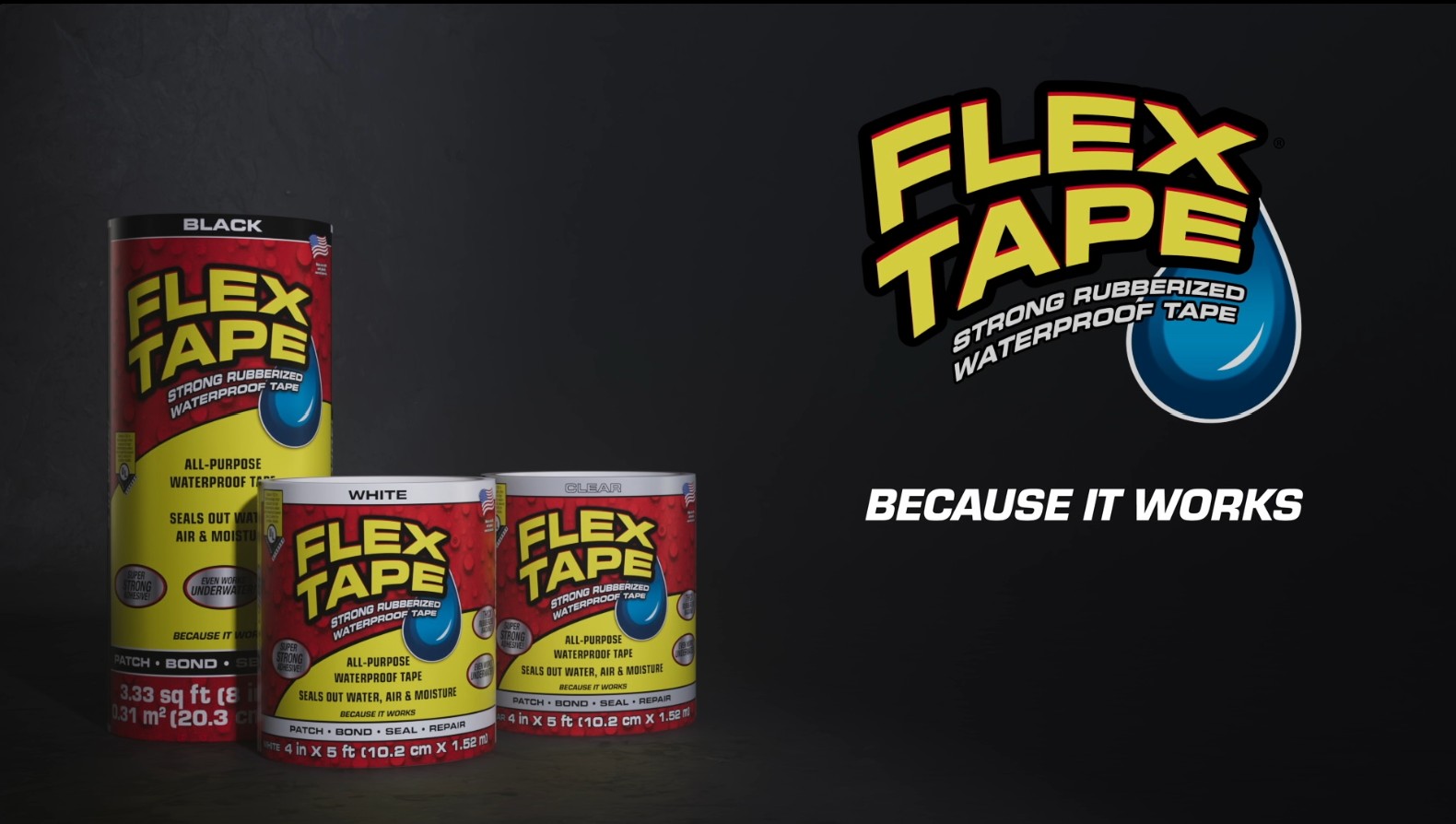 Image of Flex Tape, Original Thick Flexible Rubberized Waterproof Tape - Seal and Patch Leaks, Works Underwater, Indoor Outdoor - Home RV Roof Plumbing and Pool Repairs, White, 4 in x 5 ft, Pack of 2