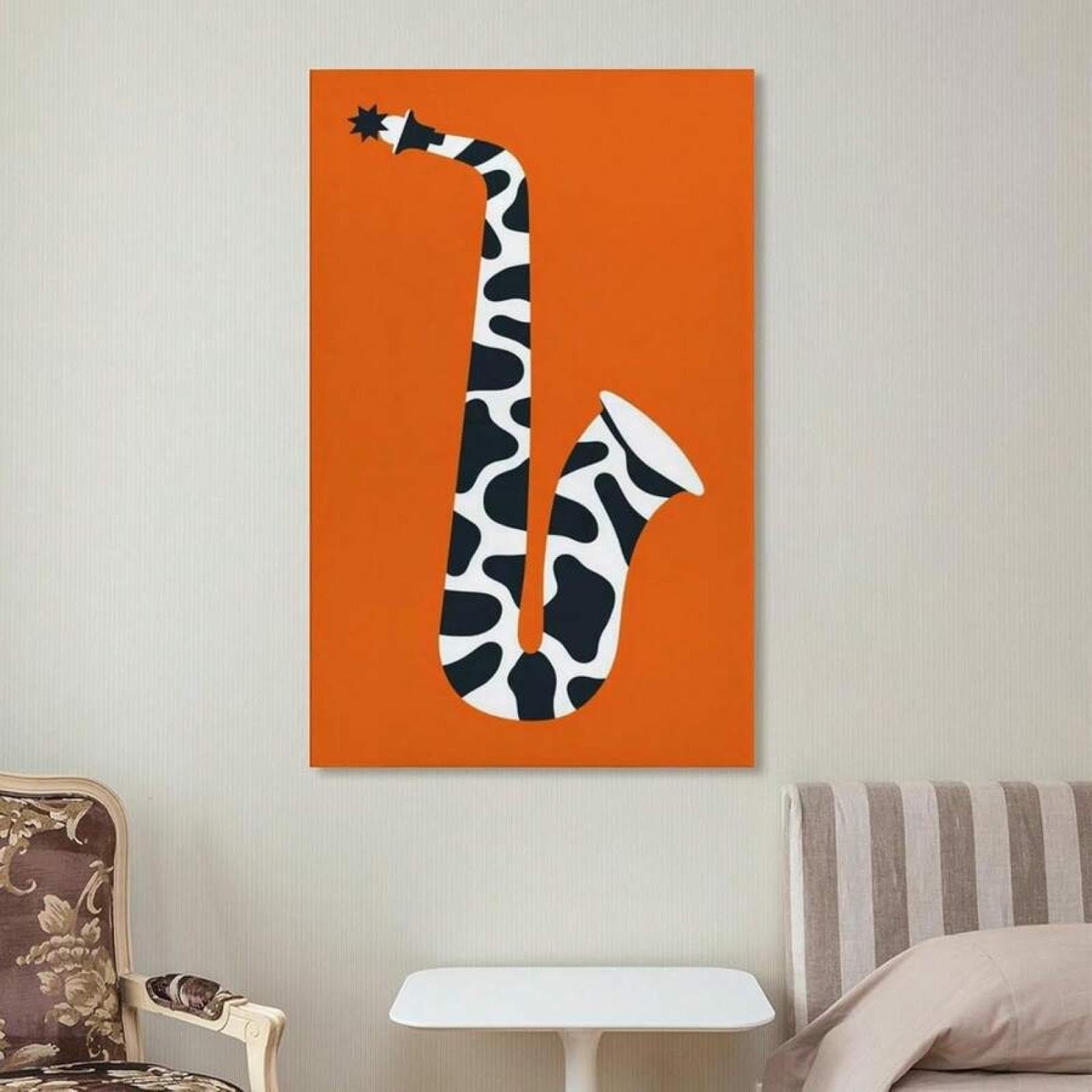 XBTYKPB Impresión de saxofón simple, lienzo musical, arte de pared, pintura, impresiones, carteles, para estudio de música, habitación infantil, decoración del hogar, 80 x 140 cm, sin marco