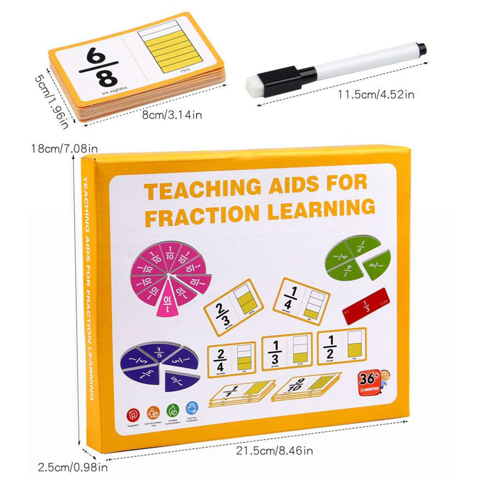 Fractions magnétiques - Matériel de manipulation des fractions, Jeu éducatif pour enfants dès 3 ans