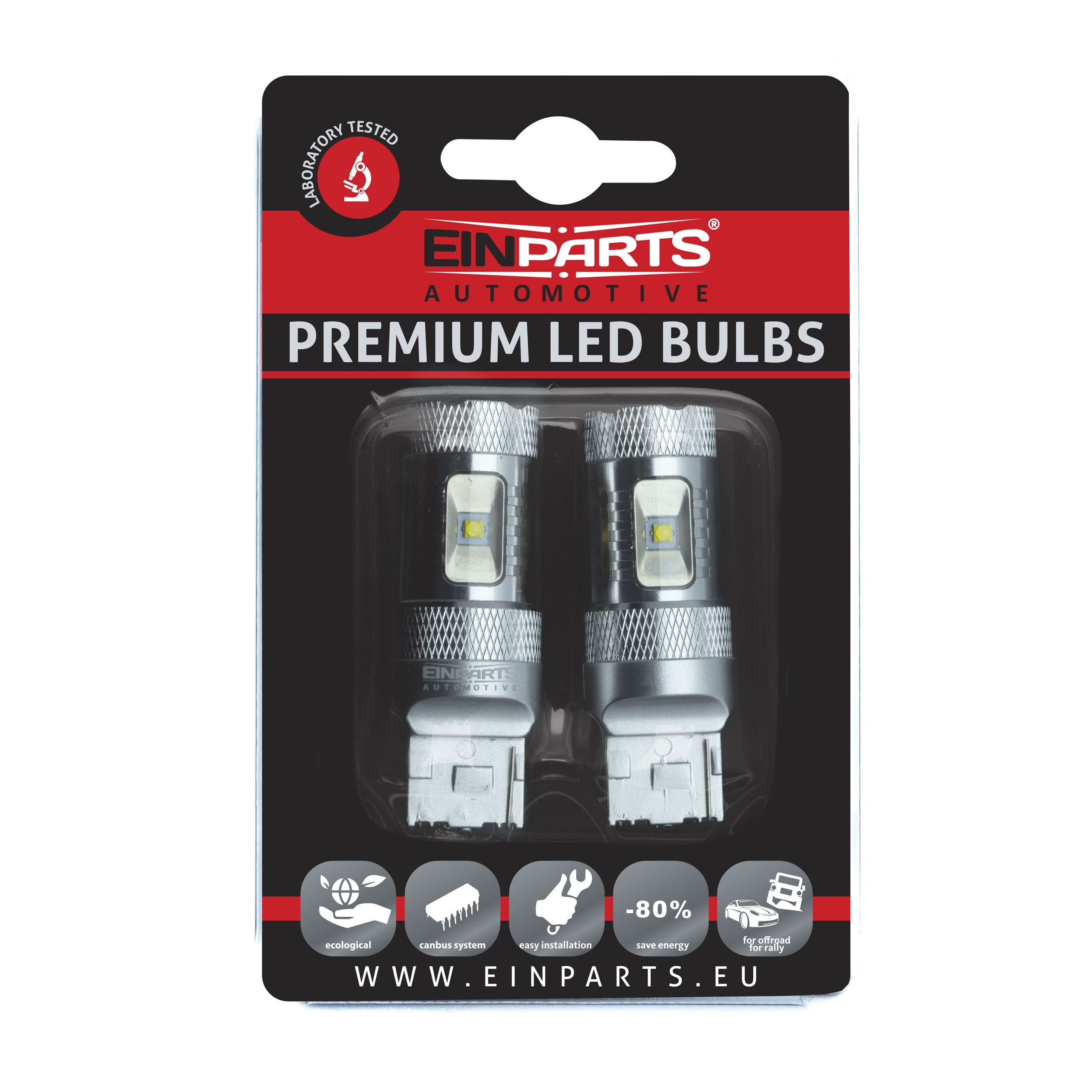 EinParts W21W LED Lampadine 6000K (Bianco) 12V per Auto 6 x CREE XB-D LED, W3X16D