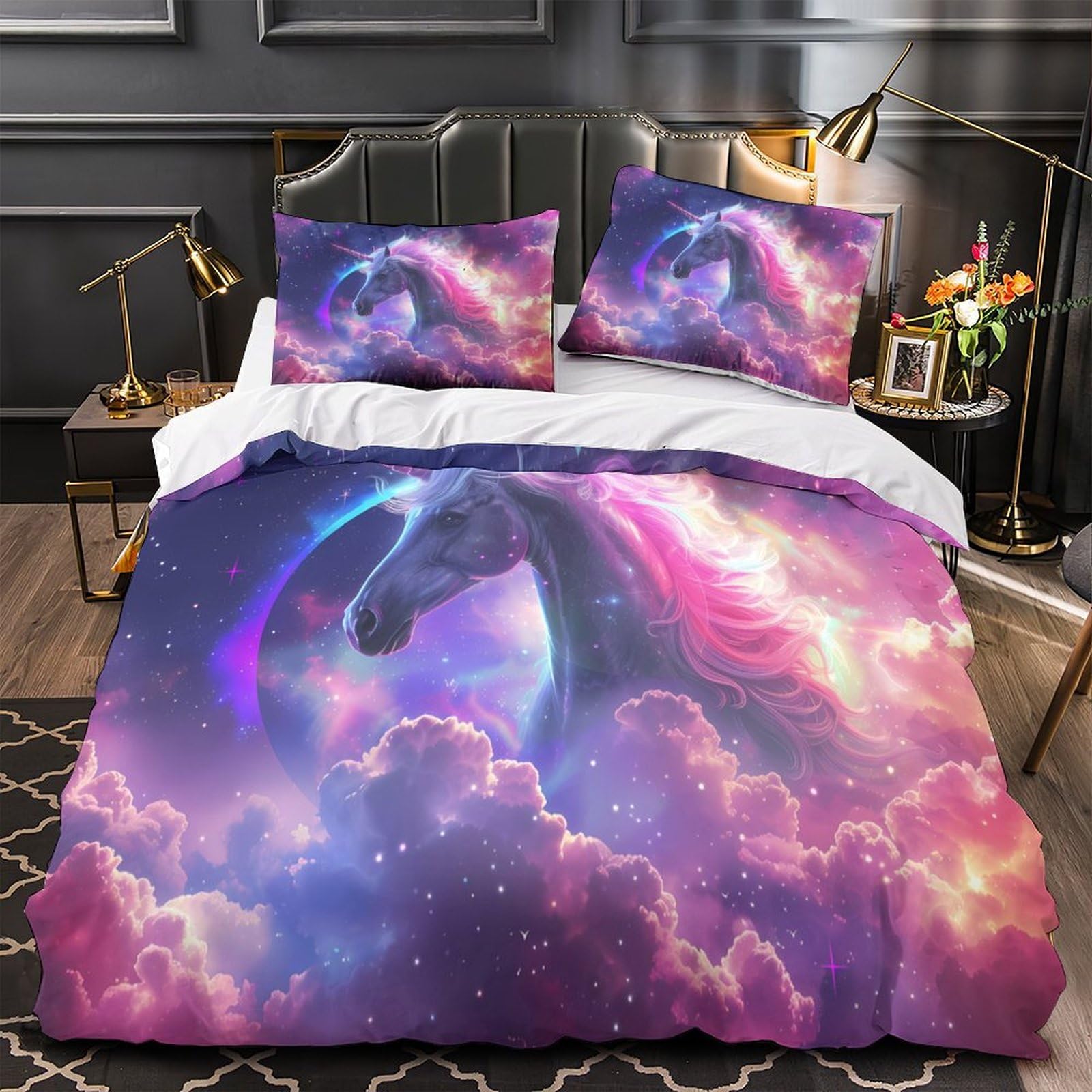 Parure de lit licorne magique pour créer une chambre cosmique féerique