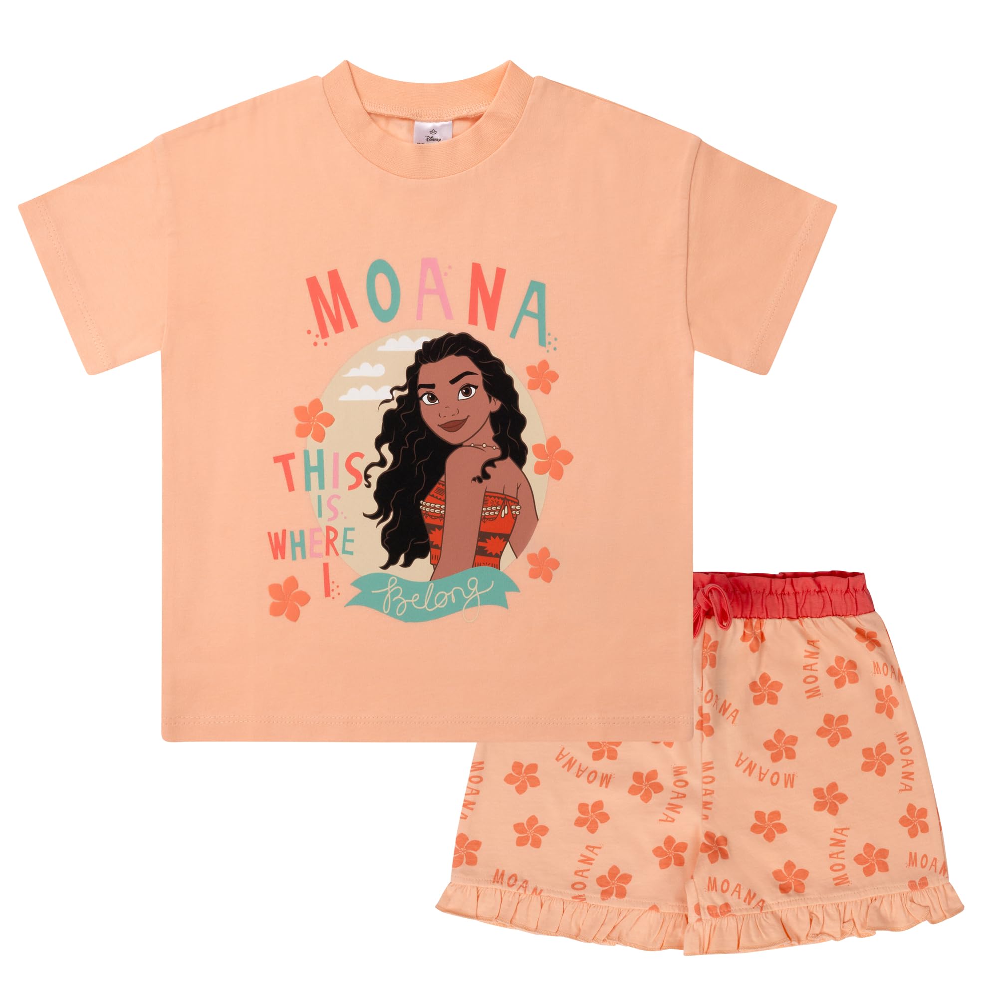 Disney Moana Short Sleeve Girls 100% Cotton Short Pyjama Set - 18-24 Months: 92cm Pink