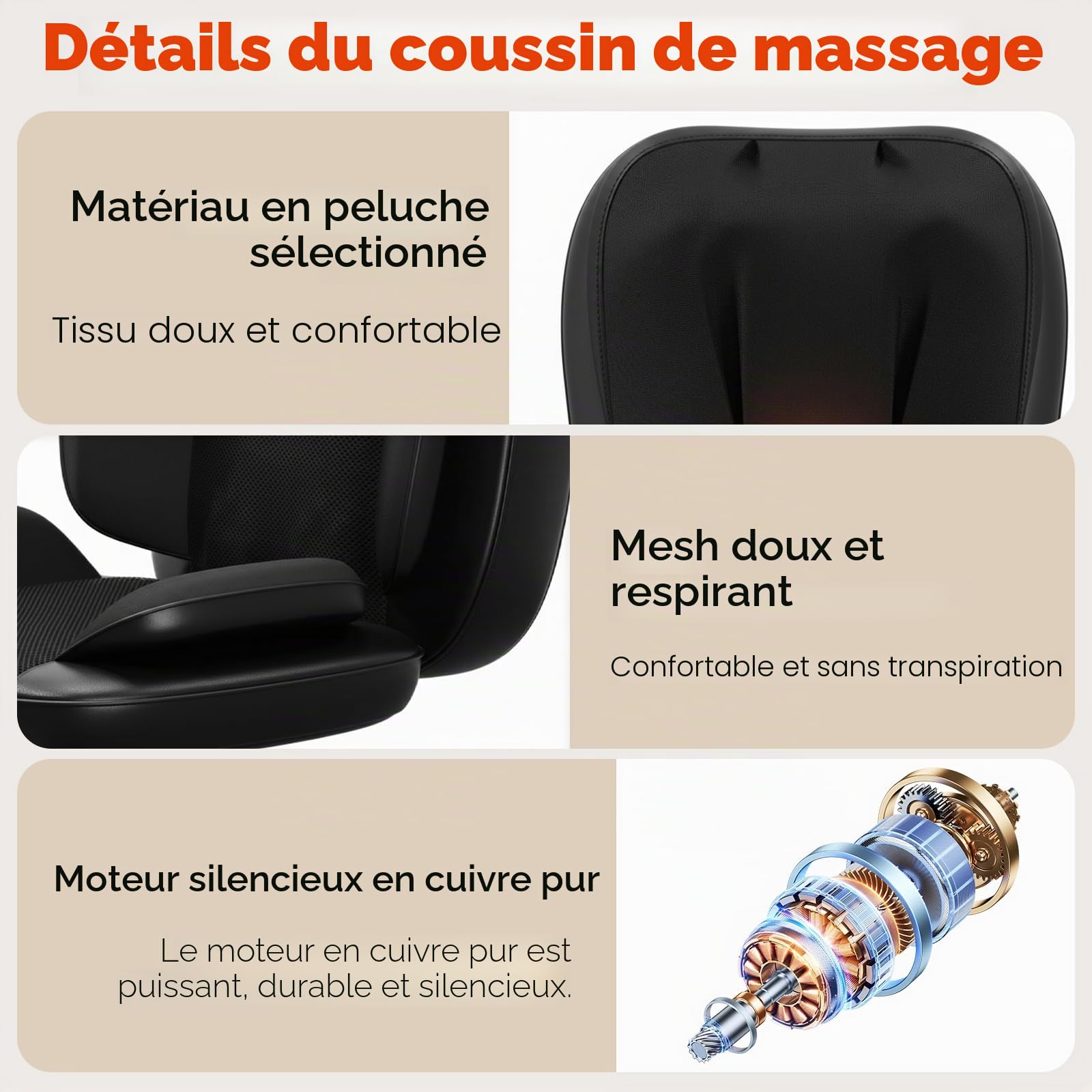 Masseur de Dos Shiatsu avec Chaleur, Siège Massant avec Compression Pétrissage Vibration pour Le Soulagement Complet de la Fatigue, Tapis de Massage pour Le Bureau et la Maison