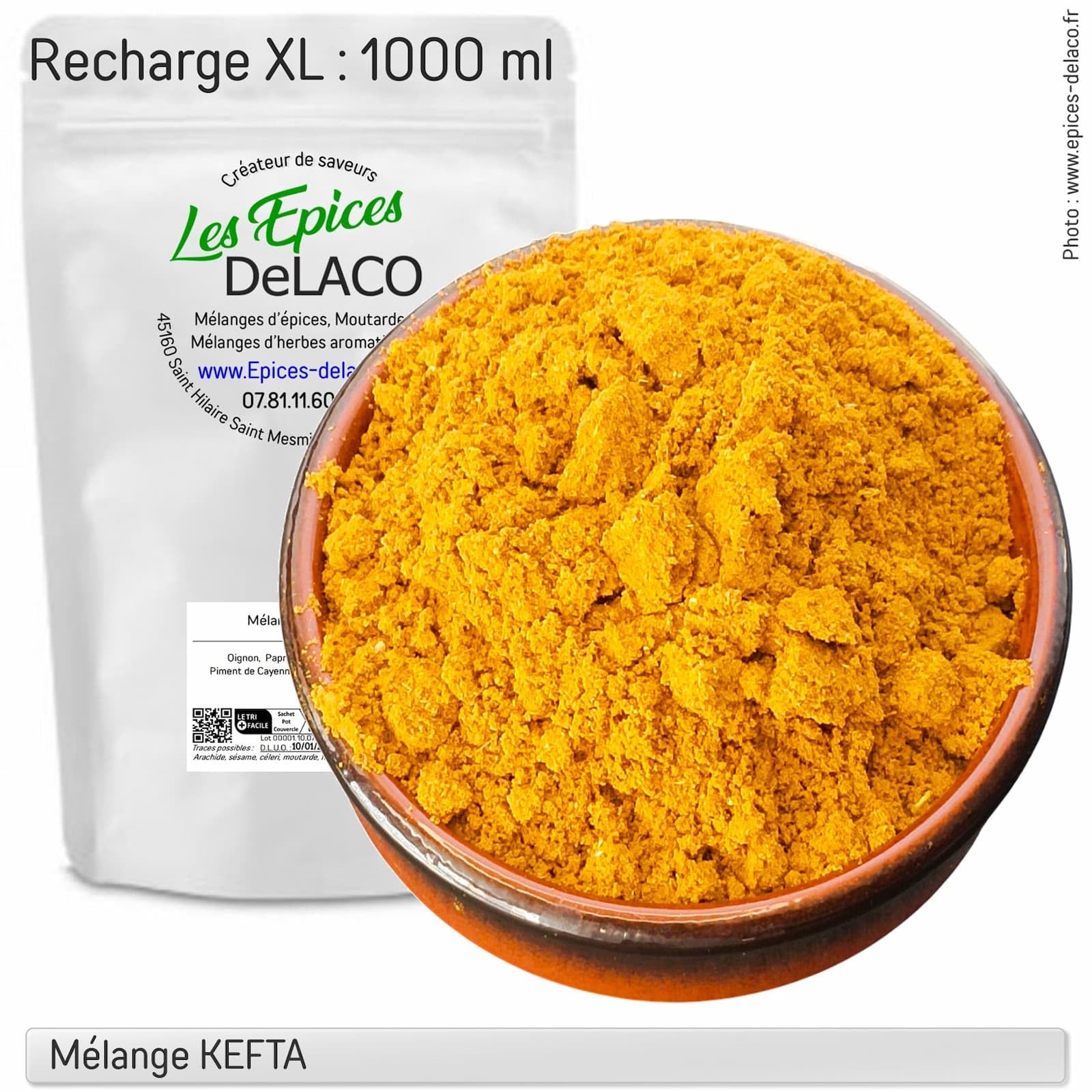 Mélange KEFTA 440g XL | Les Epices DeLACO | Epices, herbes, aromates, aide culinaire pour assaisonnement : viandes, poissons, légumes, marinades, barbecue, grillades