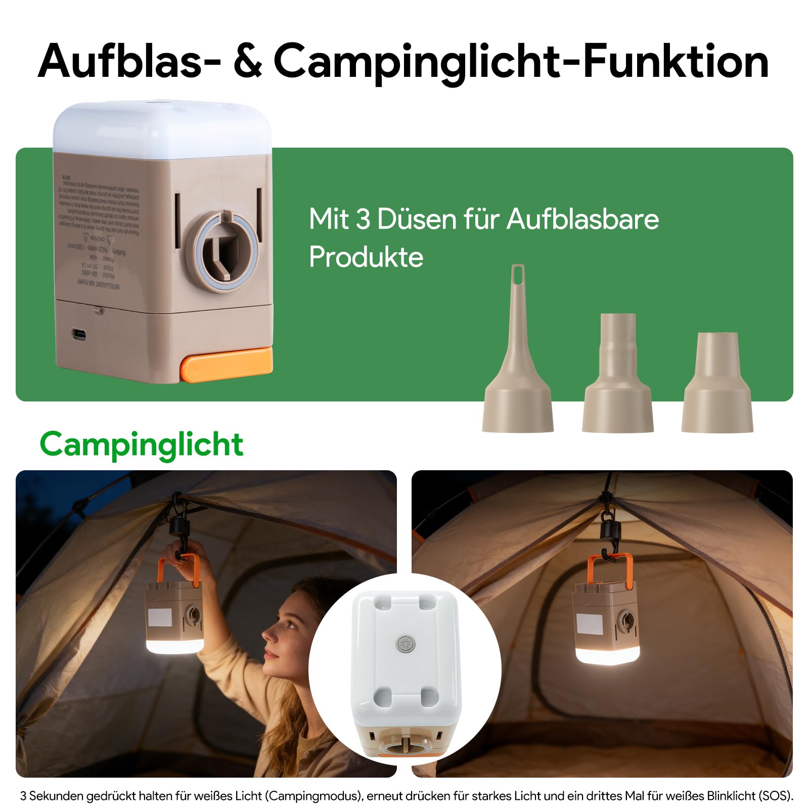 Minthouz Selbstaufblasbare luftmatratze, Isomatte Selbstaufblasend mit Integrierter Elektrischer Pumpe Extra Breite und Verstärkte Camping Matratz für Gäste, Camping und Outdoor - 195 * 100 * 25cm | One-Click Inflate/Deflate 1-2 Mins, Ultra-Thick Camping