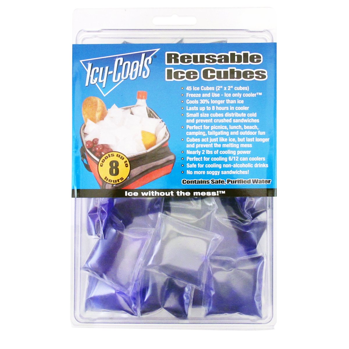 ICY‑COOLS Reusable Ice Cubes for Drinks, Coolers, and Lunch Boxes –135 Total (3 Packs of 45) Mess-Free, Non-Melting Alternative to Ice Cube Trays for Freezer, Purple