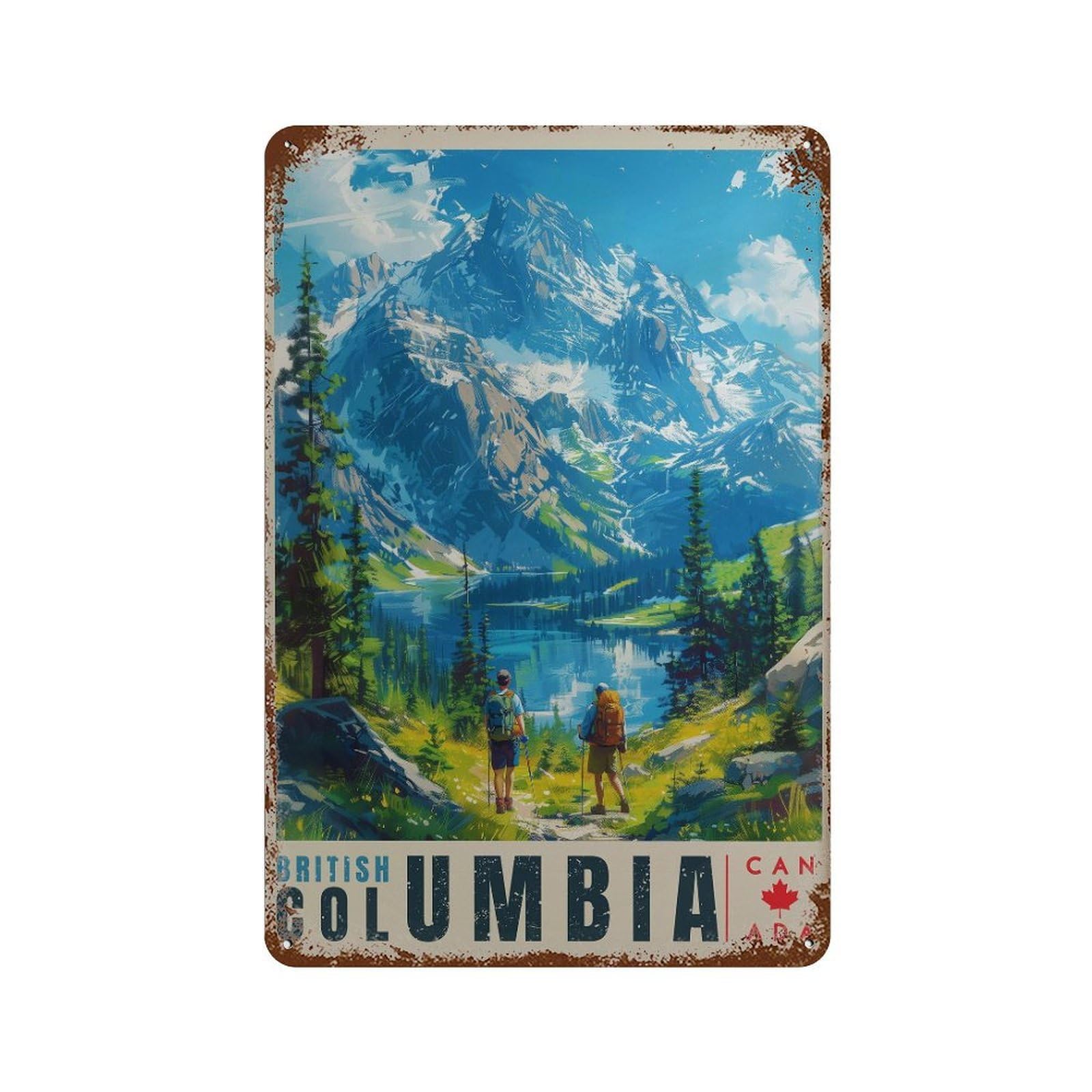 xiaoxiaoshen British Columbia Hiking Canada Mountain Lake Wall Decor Art Metal Tin Poster Modern Home Decor Art Home Bar Shop Decorations Vintage Sign 30x20cm