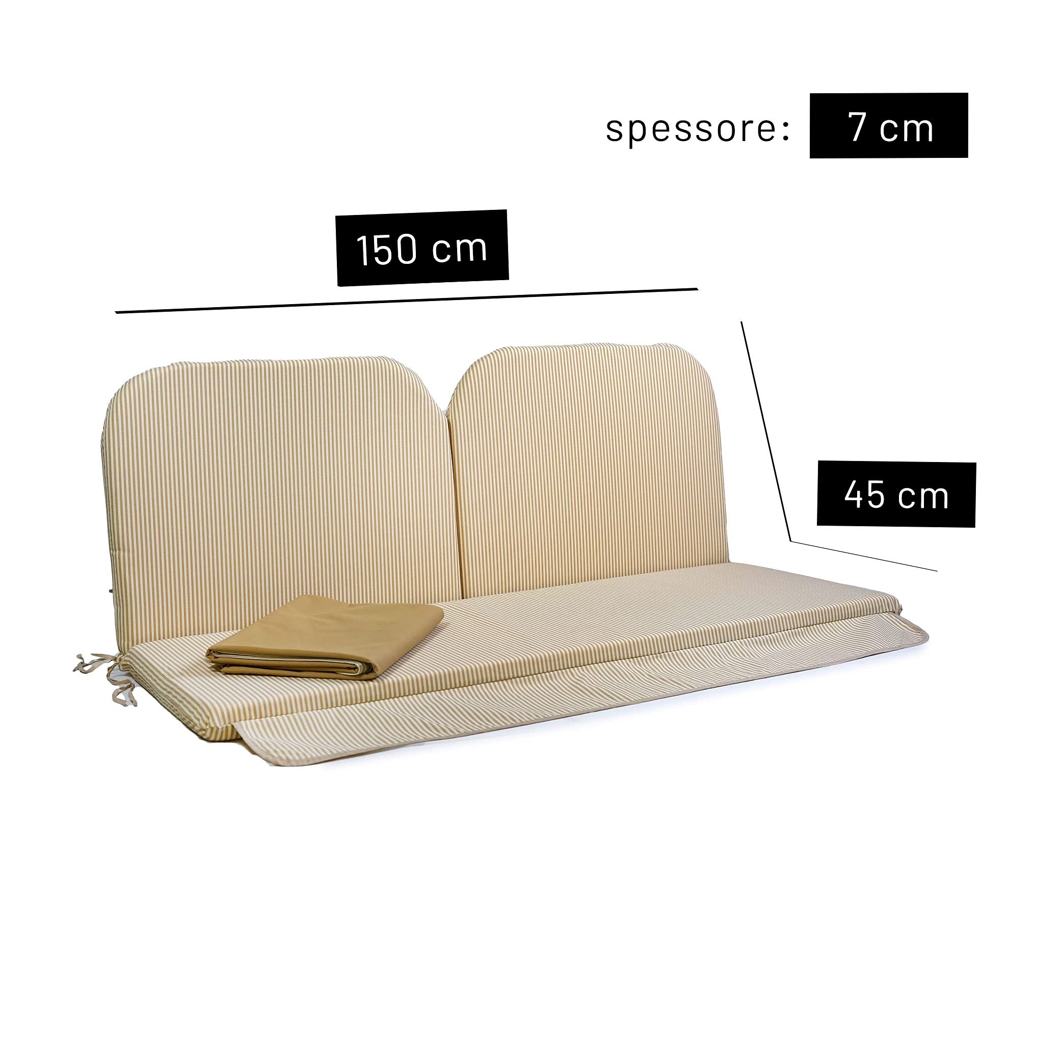 TECNOCUCI Cuscino Sfoderabile per Dondolo 3 Posti - 100% Made in Italy - Ideale per Esterni (Giardini e Cortili)