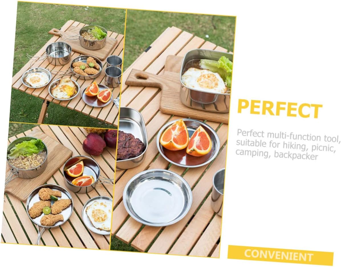 Portable Folding Camping Pot Set Stainless Steel Outdoor Cookware Kit Lightweight Cooking Pan for Camping Hiking and Picnics