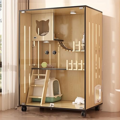 EsEntL Recinto Interior de Madera para Gatos, casa Grande de Madera para Gatos para Exteriores/Interiores