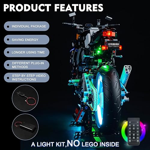 Miniatura 4 de BrickBling Luz LED para Lego Technic Yamaha MT-10 SP 42159, kit de iluminación versión de control remoto (sin modelo), gran regalo para vehículos