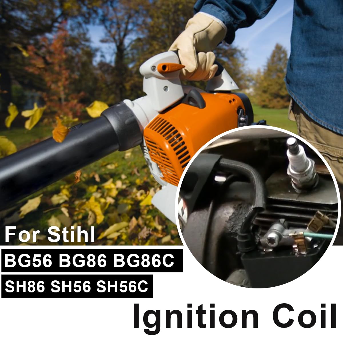 ZAMDOE Module de Bobine d'allumage pour Stihl BG56 BG86 BG86C SH86 SH56 SH56C souffleur de Feuilles, remplace 4241 400 1307, 4241 400 1306, 4241 1306 B, 4241-400-1320, avec Bougie d'allumage