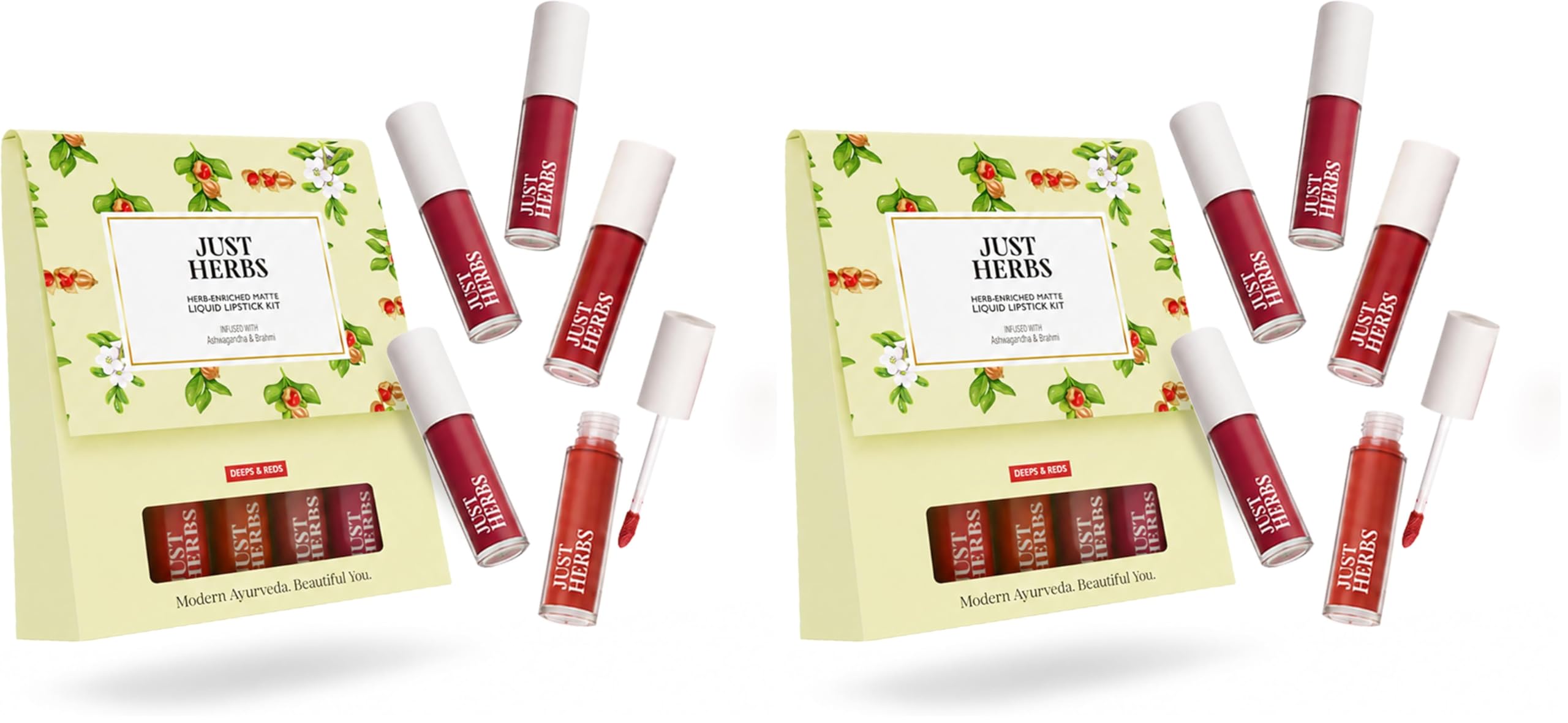 Just Herbs Ayurvedic Liquid Lipstick Kit Set of 5 with Long Lasting Matte Finish, Hydrating & Lightweight Lip Colour, Deeps & Reds - Paraben & Silicon Free - 5 ml (Pack of 2)-image-15