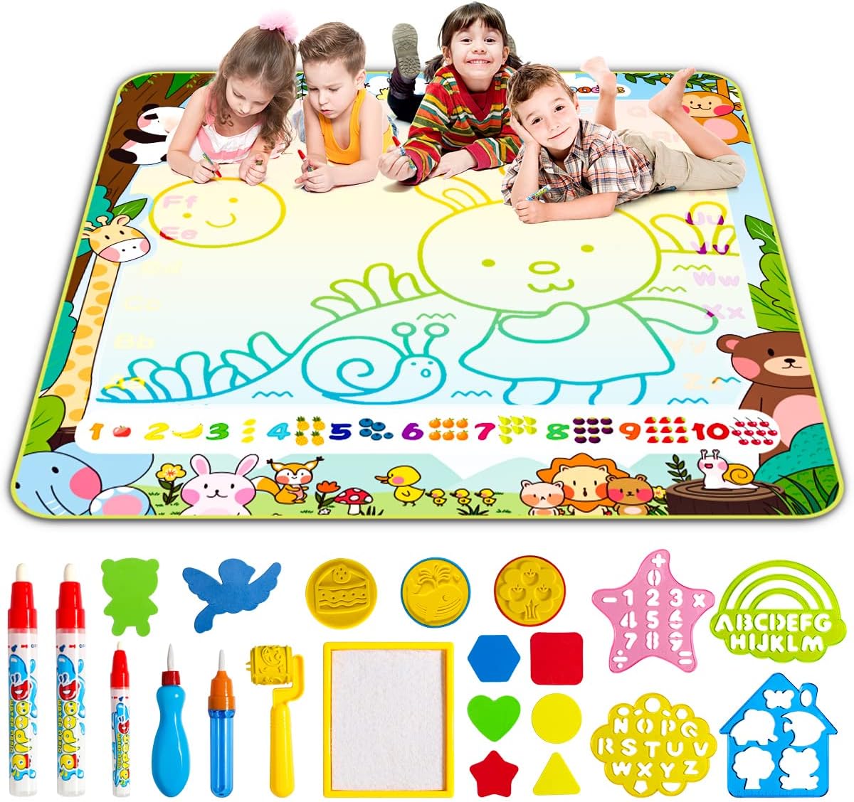 Water Doodle Mat 100 x 100cm Super Large Kids Water Drawing Pad with