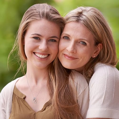 Miniatura 3 de Iefil Collares de corazón de rosa, regalos para mujer, collares de plata de ley 925 con inicial de corazón, regalos de cumpleaños de aniversario,