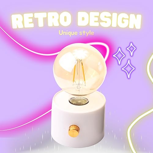 Miniatura 4 de Lámpara de mesa retro  Lámpara de bombilla Edison, lámpara de noche de escritorio retro, lámpara de iluminación amarilla, lámpara táctil vintage
