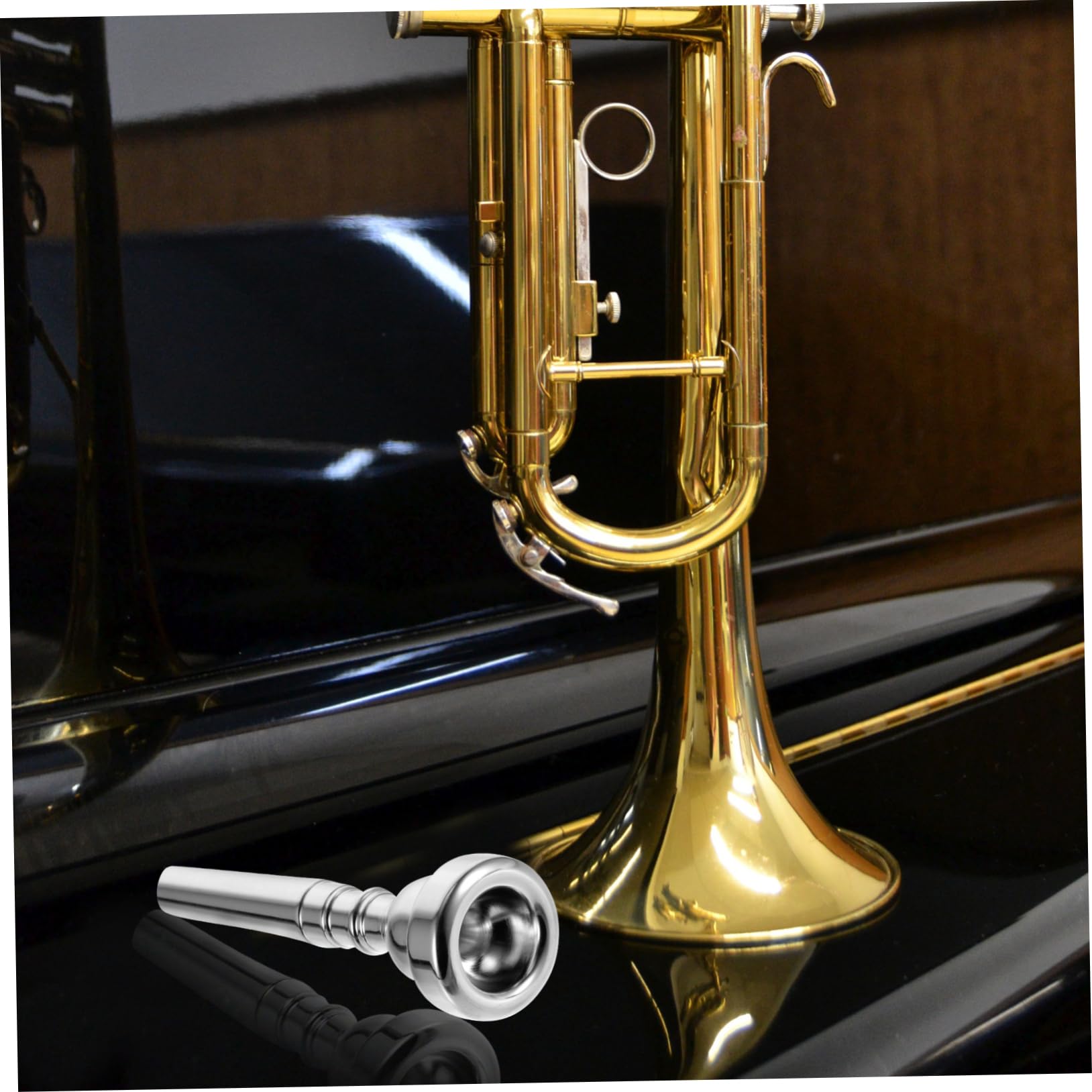 Levemolo Music Instrument Premium Quality Silver Plated Trumpet Mouthpiece Replacement for Trumpet Players