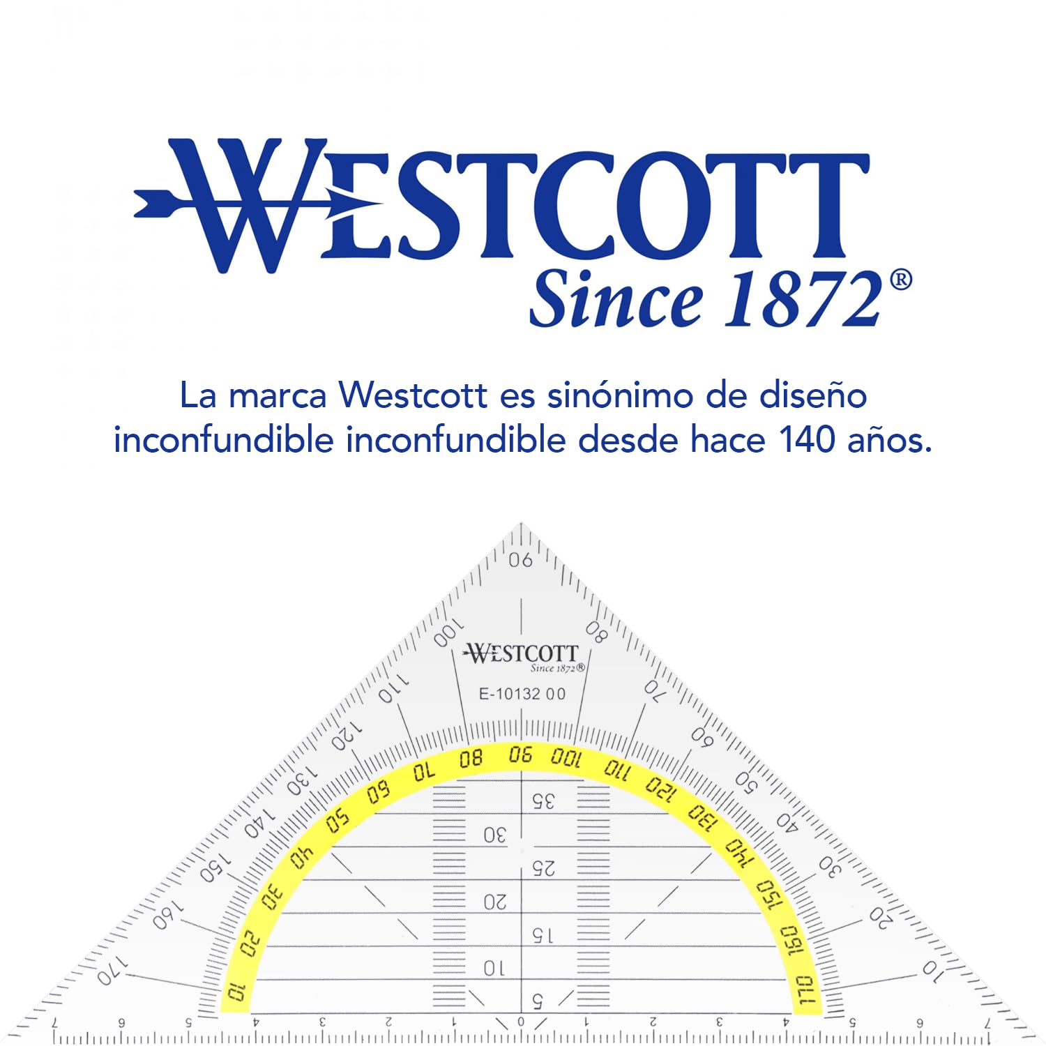 Westcott Transportador 14 cm transparente de plástico irrompible escala amarilla