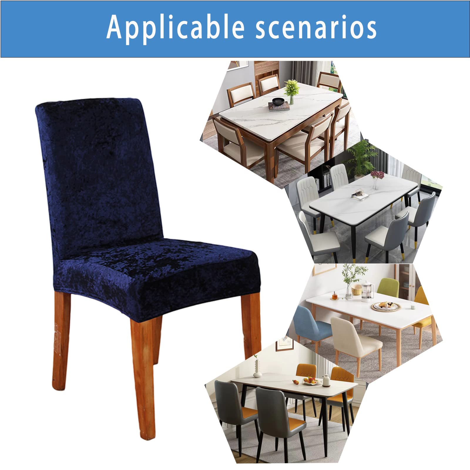 Housse Assise Chaise Velours Extensible - Lot De 2, Antidérapante, Lavable, Pour Salle à Manger - 6