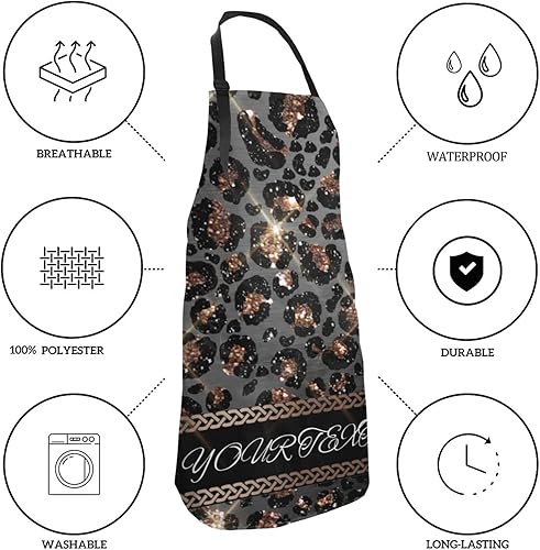 Miniatura 69 de Delantal personalizado para hombres y mujeres, delantal ajustable unisex con bolsillos, delantales personalizados para cocinero y chef Cocina