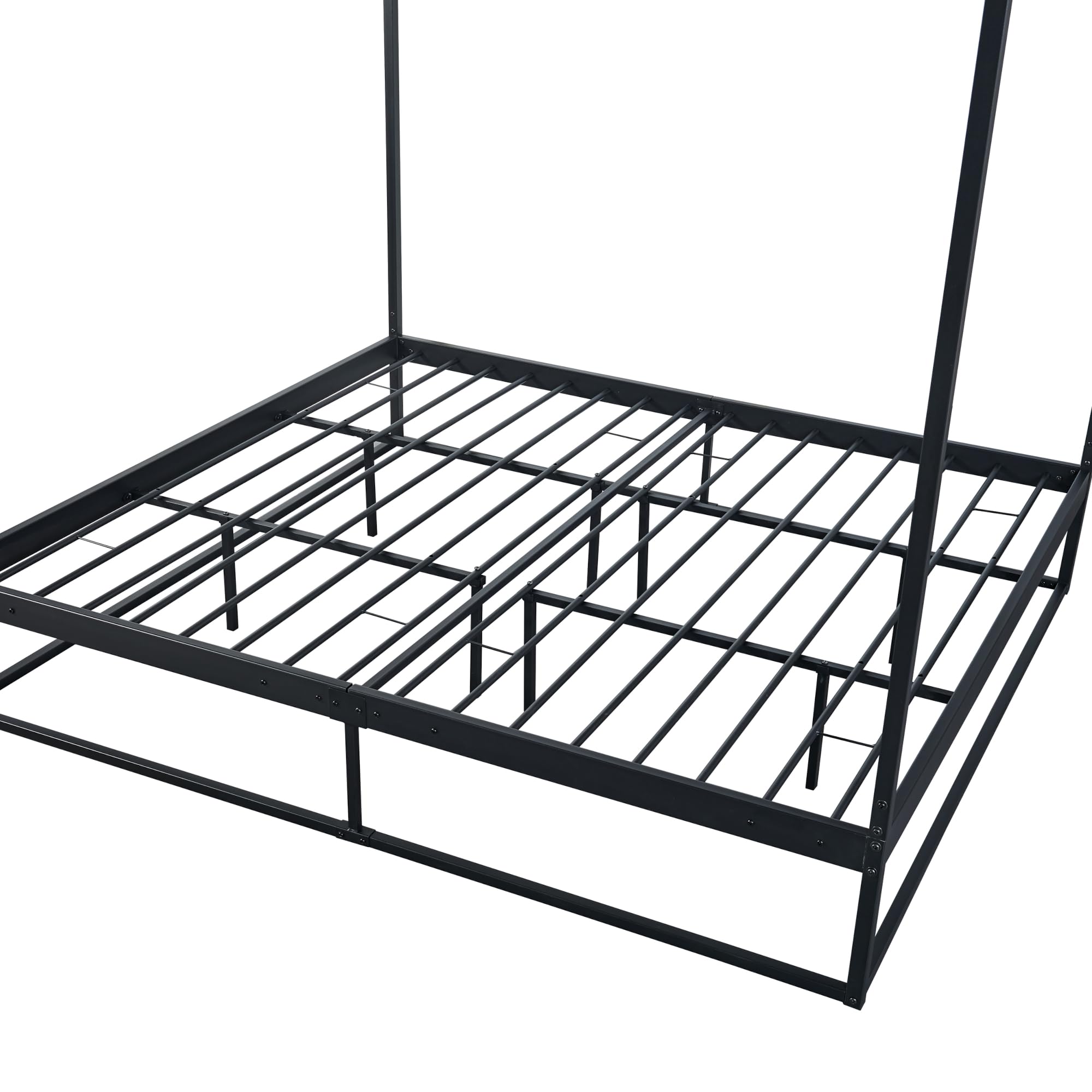 [en.casa] Himmelbett Kristianstad Metallbett 180 x 200 cm Doppelbett Bettgestell mit Lattenrost Bettrahmen Ehebett Schwarz