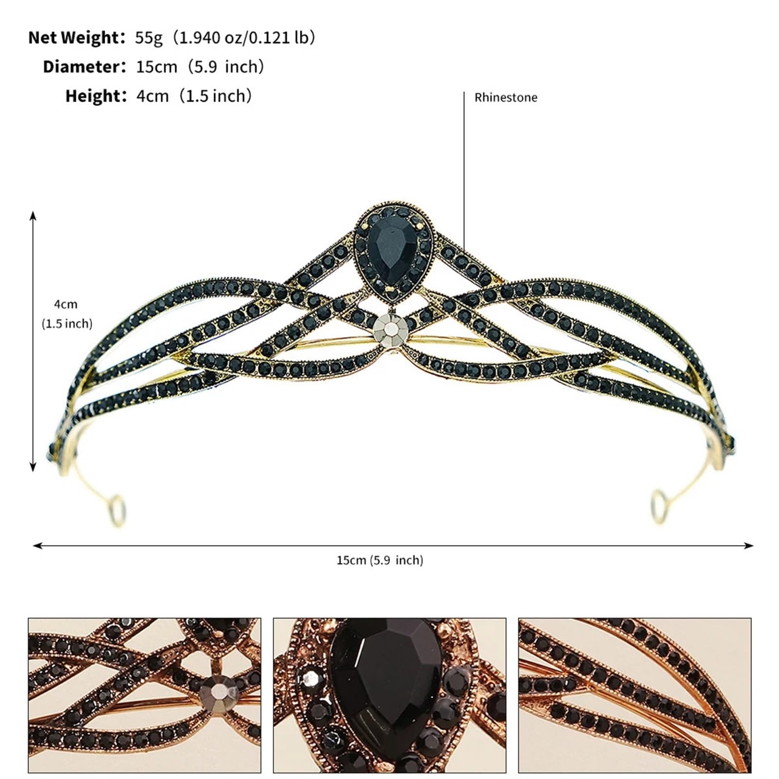 Tiara regina nuziale con corona di strass unica Per donna
