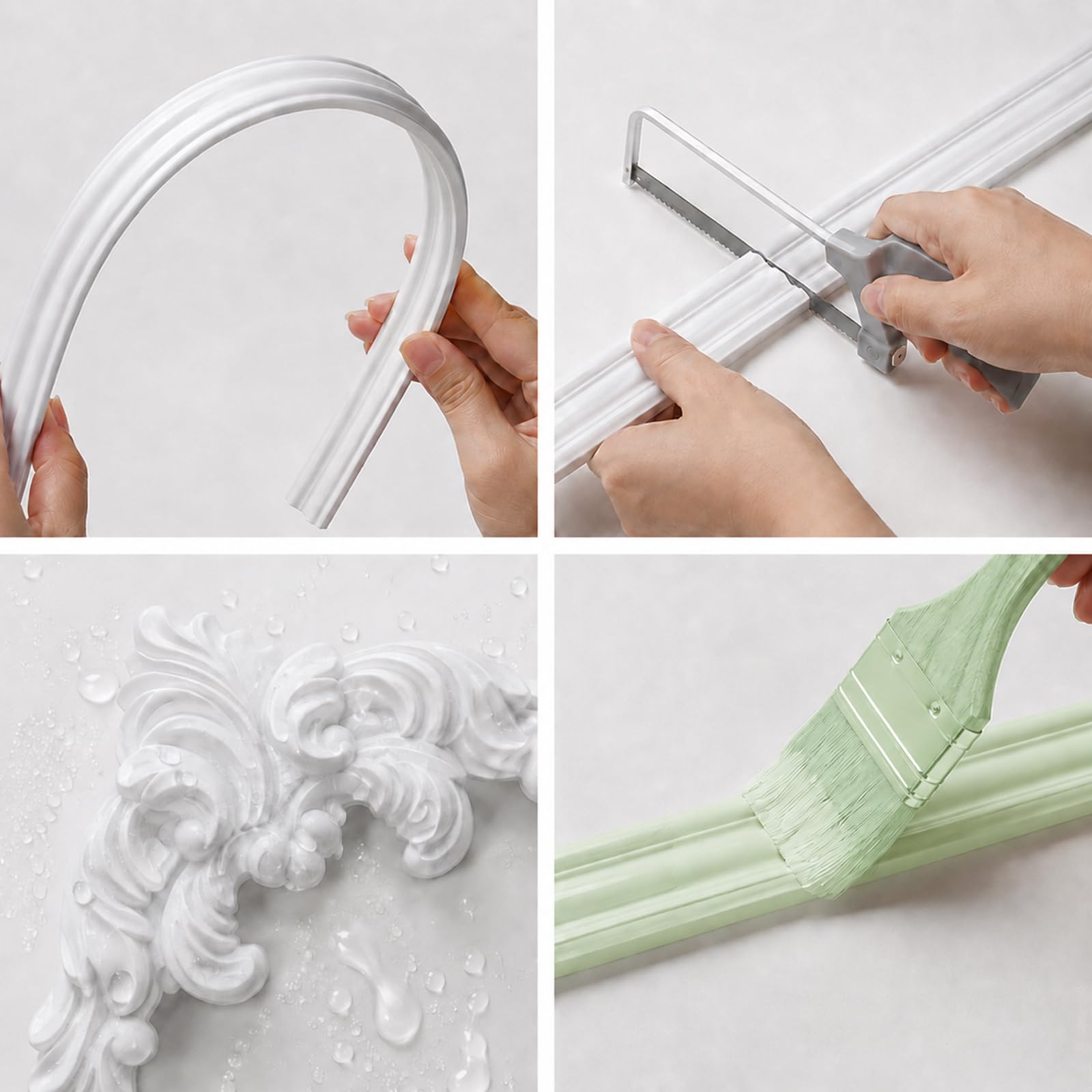Modanature per Pareti Flessibile con 4 Angoli E 5/10/15m di Profilo in PVC 14.5cm*14.5cm,10m