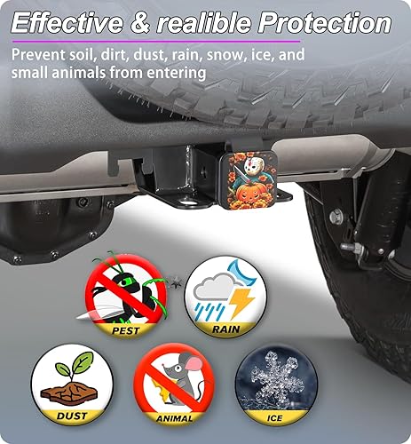 Miniatura 4 de CHUANJI Cubierta de enganche de remolque de 2 pulgadas, cubierta de enganche de remolque, máscara de personaje asesino, enchufe de enganche de tubo