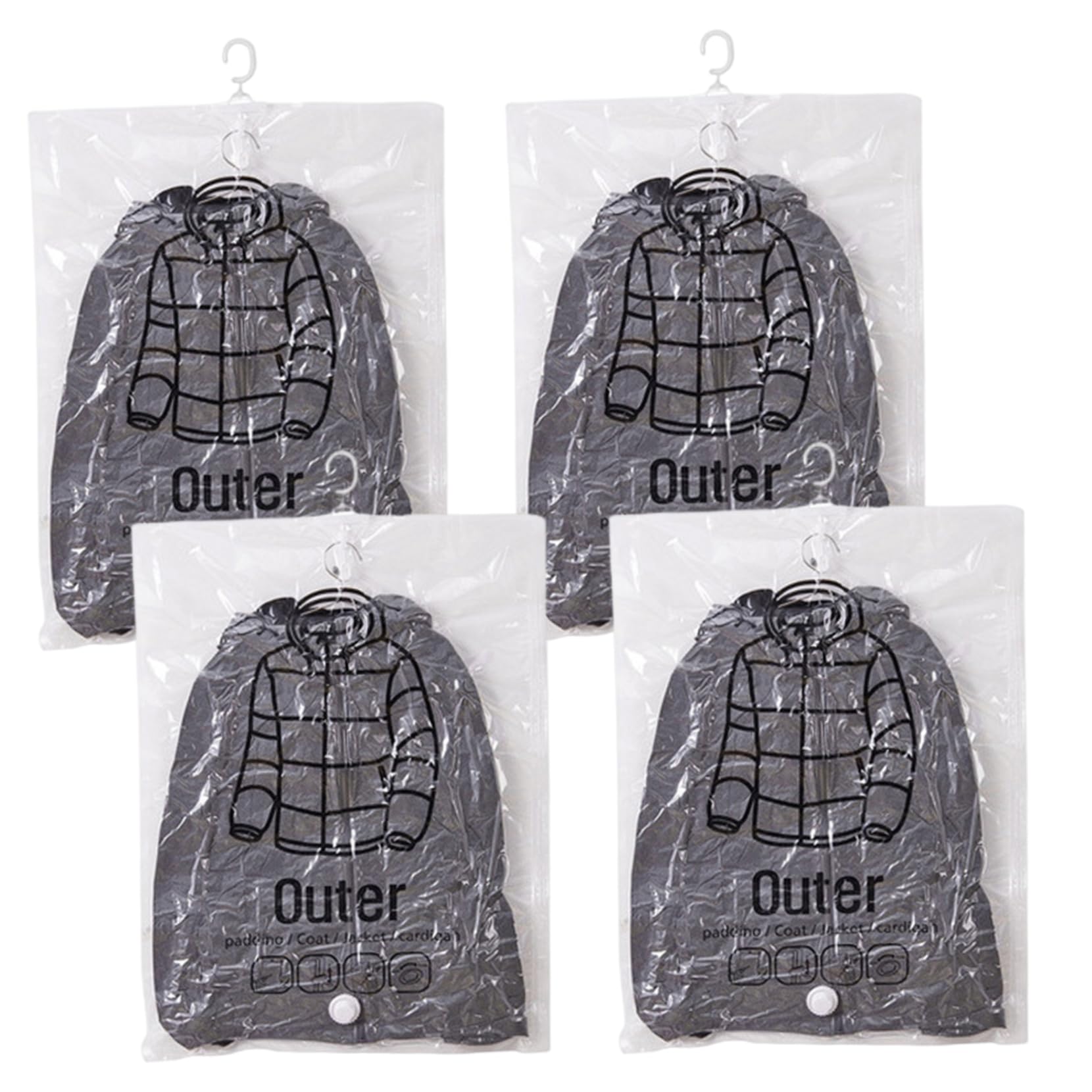 Uanqfegy Vacuum Storage Bags - 4Pcs Large Clear Compression Bags, Space Saver for Clothing Suits Coats 26x43