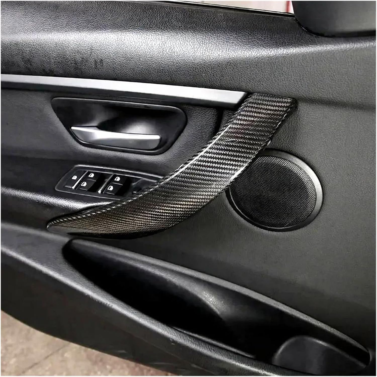 Compatible for BMW 3 Series 4 Series F30 F34 F36 F32 F33 2013-19 Real Carbon Fiber Car Inner Door Armrest Handle Cover Trim Car Accessories(Matte Black)
