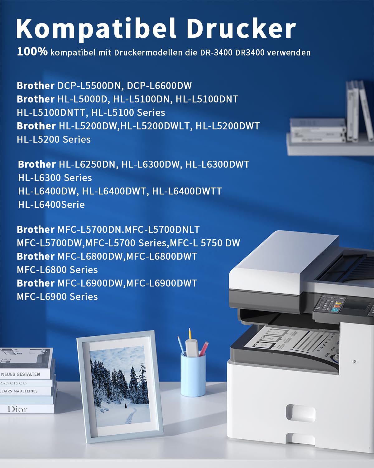 Colorfly DR3400 Tamburo Compatibile con Brother per HL-L5100DN, MFC-L5700DN, DCP-L5500DN, HL-L5000D, MFC-L6800DW, DCP-L6600DW, HL-L5200DW, HL-L6250DN - Nero