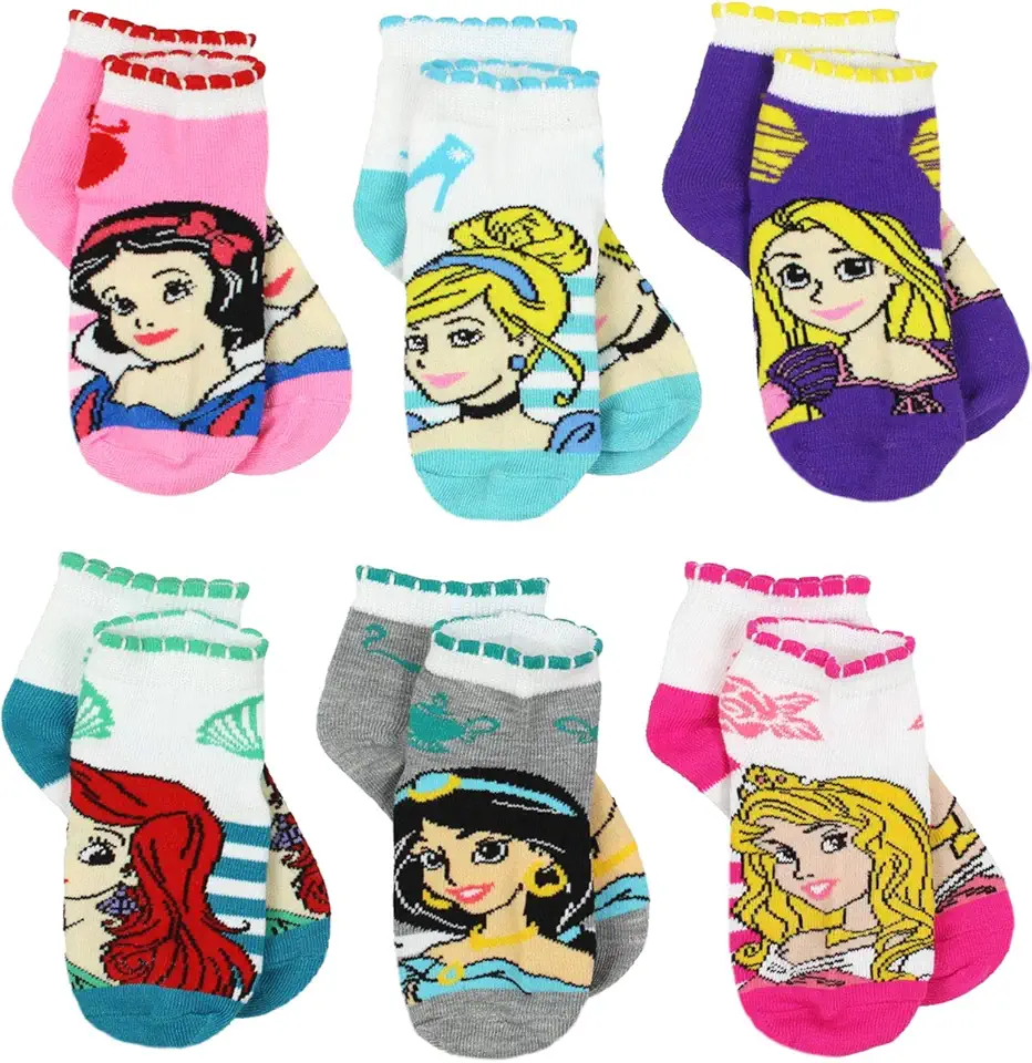 Disney Princess Girls 6 pack Socks Set