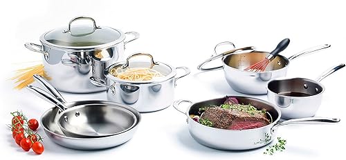 Miniatura 3 de OXO Good Grips Pro - Juego de ollas y sartenes antiadherentes de acero inoxidable de tres capas apto para lavavajillas 13 piezas