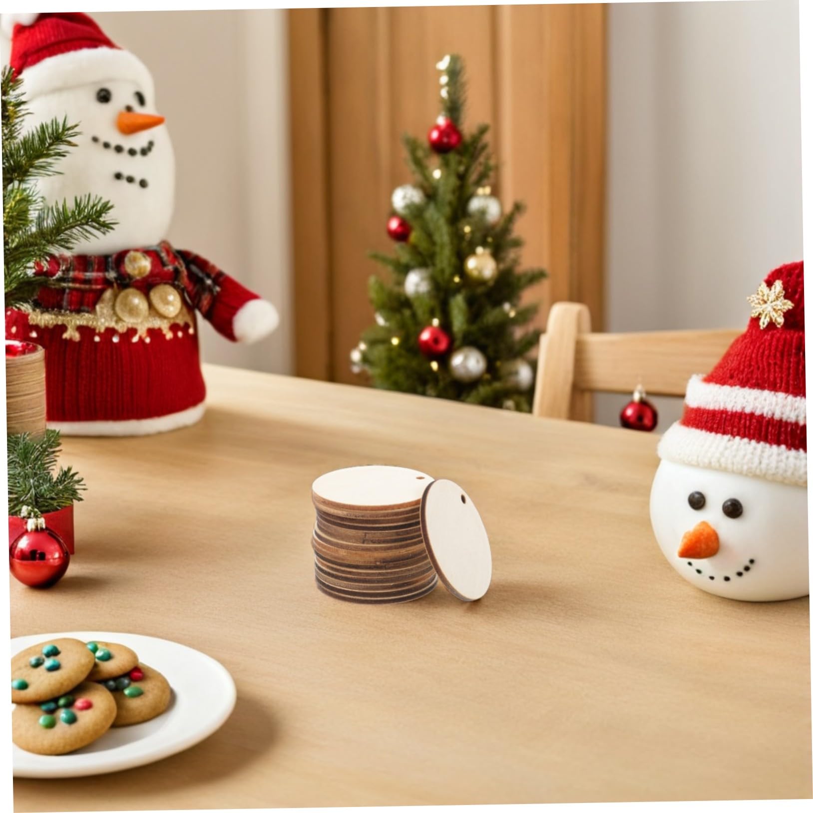 Rodajas de Madera Decorativas 150 Piezas Redondas Estilo Rústico
