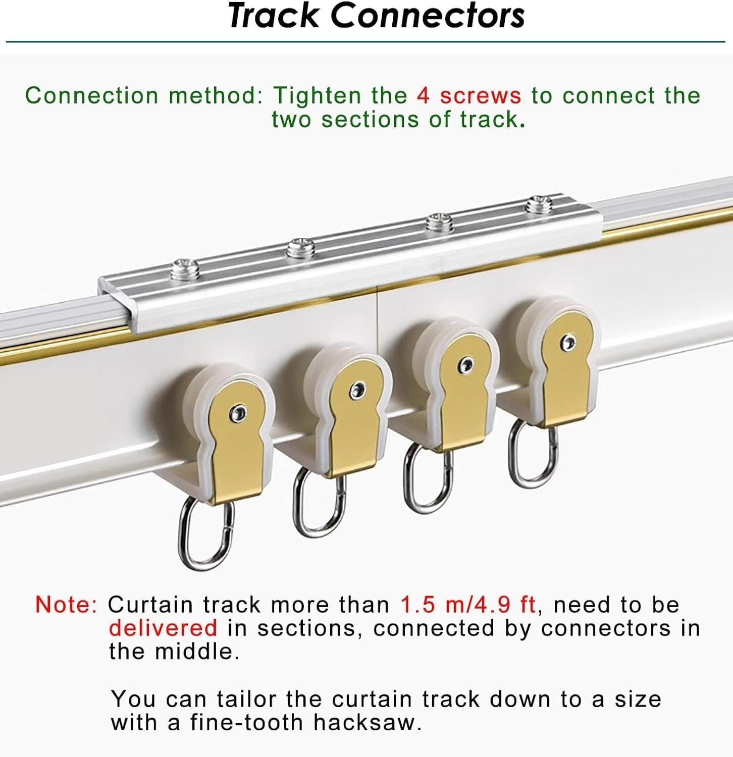 Curtain Track Gliders with Clips, Bay Windows/Dressing Room/Shower Corner Curved Adjustable Curtain Tracks and Fittings(Wall Mount,12ft/366cm)