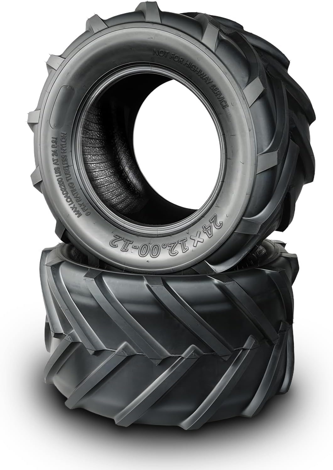 TRIPOWER 24x12x12 Garden Tractor Tires - 24x12.00-12 Lawn Mower Tires for Zero Turn Wrok on Hill - Workout Tire for Flipping, Super Traction, 6PR Tubeless, Set of 2