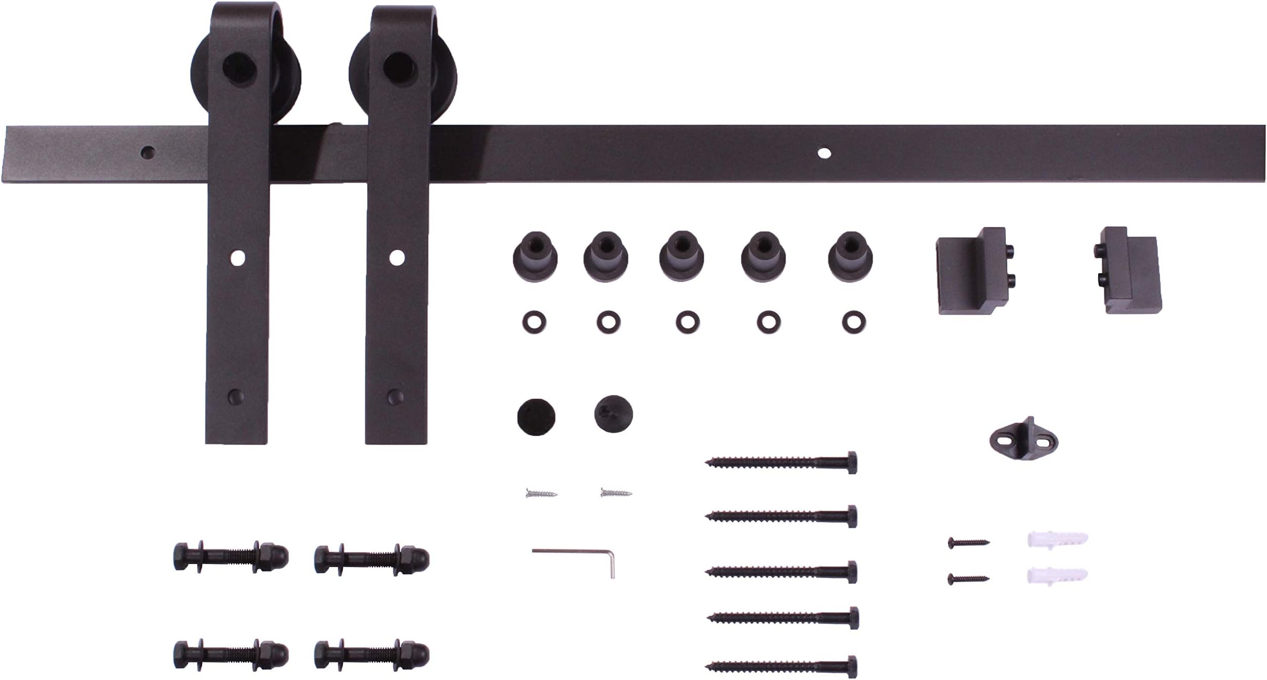 78.7" Original Antique Sliding Wood Barn Door Hardware Track, Premium Quality, Black, Extra Supply : Longer Bolts for Door Thickness 1-3/4" and Concrete Anchor Bolts