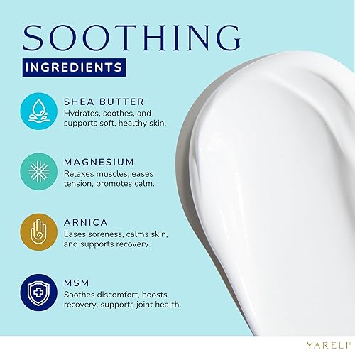 Miniatura 2 de YARELI Magnesium Cream for Pain & Sleep Support - Topical Lotion with Arnica, MSM for Leg Cramps, Muscle Tension, Evening Leg Relaxation - Safe for