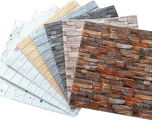Miniatura 7 de 10 paneles de pared de ladrillo sintético 3D de 13.78 x 11.81 pulgadas, papel tapiz de ladrillo de espuma, autoadhesivo, impermeable, calcomanías de